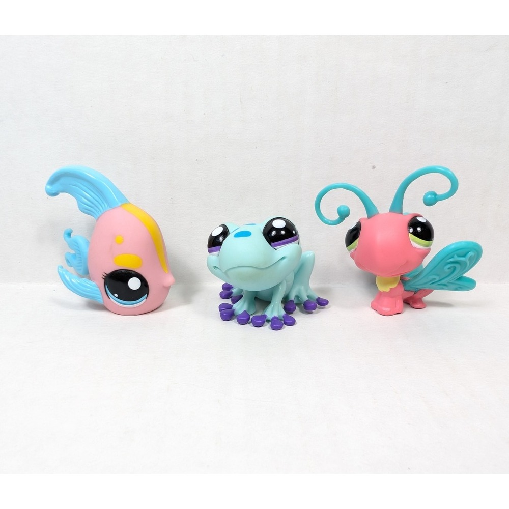 Authentic Littlest Pet Shop Tube 3 Pet Pack #1915 1916 1917 Frog Fish Butterfly